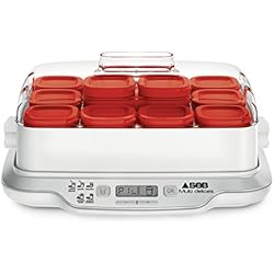 Seb YG661500 Yaourtière Multi Délices Express 12 Pots 600W Yaourt Fromage Faisselle Cuisson 4h Rouge et Blanc
