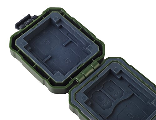 flashwoife Turtle-SD3MSD2CF2XQD2G – Survival Edition – spritzwassergeschütze Speicherkarten Schutzbox für 3 Stück SDHC und 2 Stück MicroSD und 2 CF and 2 XQD Cards Case in Olivegrün mit grauem Inlay - 4