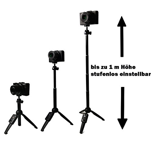 Yunteng Mini-Tripod, Kombination aus Bluetooth-Kamerastativ und Selfie-Stick, unter 200g leicht, nur 20 cm LÃ¤nge, extrem kompakt, mit Bluetooth-Fernbedienung, fÃ¼r Profi-Kameras und Smartphones