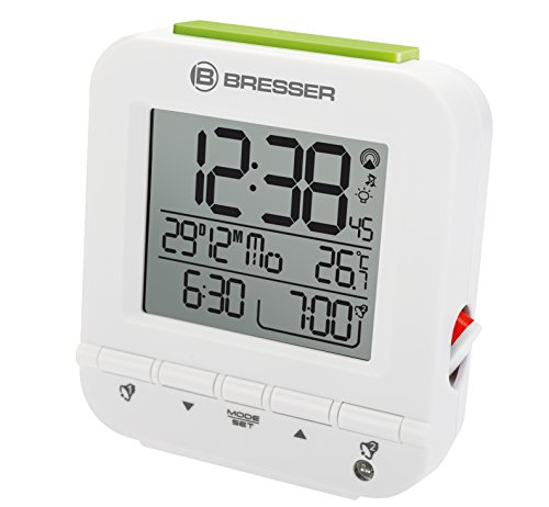 Bresser Funkwecker MyTime Easy mit zwei Weckzeiten und Innentemperaturanzeige, weiß