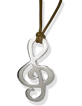 Anhänger mit Notenschlüssel XL in Silber massiv 925/1000. Gramm 3.80. Kordel aus Baumwolle gewachst schwarz gratis