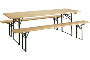 Jardipolys Table et bancs pliants BRASSEURS en Bois - L220 x l80 x H75 cm - Cerland
