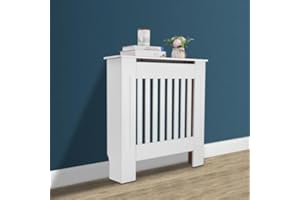 Outvita Cache Radiateur, Couverture Radiateur 78x19x81cm, Housse Décorative Blanc en MDF - Lattes