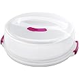 Metaltex Adjustable Cake Carrier - Baking Accessories and Storage - White/Pink, 36 x 36 x 22 Centimetres
