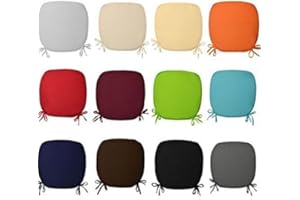 Mamushi REMOVABLE CHAIR SEAT PADS WITH TIES CHAIRS OFFICE HOME GARDEN FOAM CUSHIONS (pack of 2,4,6 & 8),In 12 colors... (pack of 6, cream)