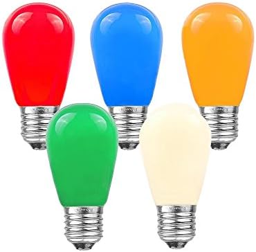 Novelty Lights 25 Pack S14 Outdoor Patio Edison Replacement Bulbs, E26 Medium Base, Ceramic Multi, 11 Watt