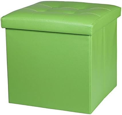 NISUNS OT02 Lether Folding Storage Ottoman Cube Foot Rest Stool Seat, 300kg Max Load, 38 x 38 x 38 cm (Green)