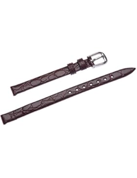 uYOUNG 8mm Damen braun echtes Leder Kroko Korn dünn Band Uhrenarmband