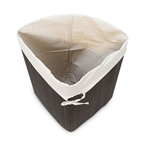 Relaxdays Eckwäschekorb Bambus HxBxT: ca. 65 x 49,5 x 37 cm faltbare Wäschetruhe eckig mit einem Volumen von 64 L mit Wäschesack aus Baumwolle zum Herausnehmen für Ecken und Nischen im Bad, schwarz - 5