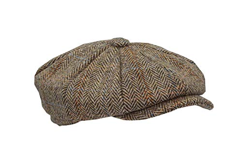 Walker & Hawkes - Gavroche à 8 pans - Unisexe - Harris Tweed - Style Peaky Blinders - Sable Blanc - L (59cm)