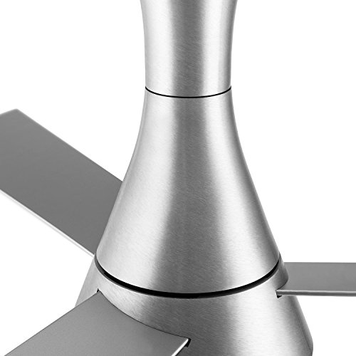 Klarstein • Steeletto • Deckenventilator • mit Beleuchtung und Fernbedienung • 3 Rotorblätter • 134 cm Durchmesser • zwei Drehrichtungen • niedriger Stromverbrauch • Halogenstab bis 80 Watt • einfache Montage • Milchglas und Aluminium • silber - 6