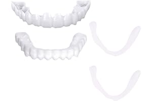 Karjiaja, 1 Pair of False Teeth Fake Artificial Temporary Braces Smile Veneers Cosmetic Temporary Dentures Veneers Top and Bottom