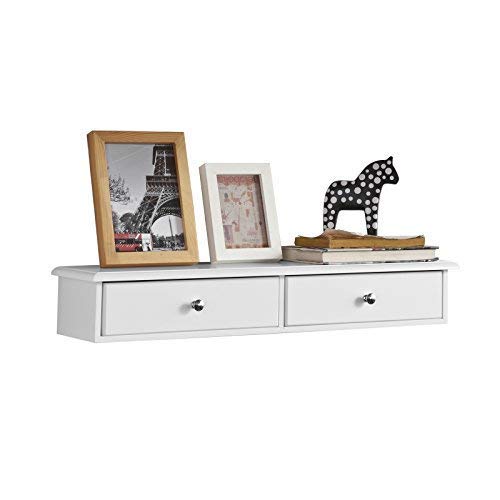 SoBuy - Estantería flotante con cajones para pared, madera, Blanco, FRG43-W