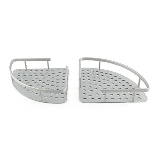 Pixnor Dusche Regal-Aluminium 2-stufig Bad Ecke Storage Rack Veranstalter (Silber) - 4
