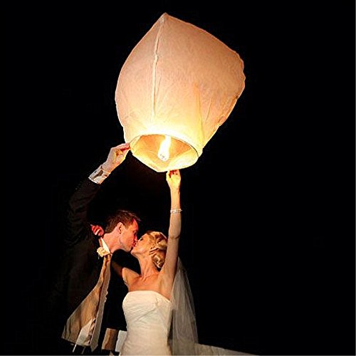 icase4u® 20 Stück Himmelslaterne skylaterne lanterns in weiß （Extra groß） - 4