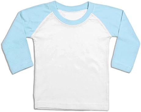 Long Sleeve Baby Baseball T-shirt (Blank) - White/Pale Blue 24/36 Months