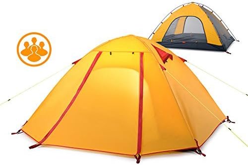 ASALON 2 Person Portable Folding Waterproof Tent Easy Setup Lightweight 4 Seasons Tent for Outdoor Camping Hiking Backpacking Climbing, Travel with a Living Room (Yellow(210*135*110CM))