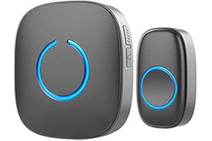 ELAORY Funkklingel, Kabellose Türklingel 300m Reichweite, Wasserdicht Haustür Klingel kit mit Plug-In-Empfänger und Sender, 52 Melodien doorbell Mit LED Blitz (matt schwarz)