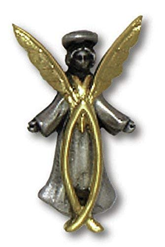 H. J. Sherman Angel of Faith - Pin de Solapa con 3 símbolos (Madera, ángulo, pez), Color Plateado y Dorado