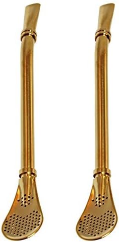 Yerba Supply Yerba Mate Tea Bombilla Gourd Drinking Straws Filtered Gold, 2 Count by Yerba Supply