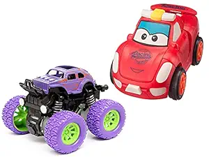 Tzoo Super Unique Combo Set -Transformer Car & Mini Monster Car Toys for Kids, Friction Powered Push & Go Toys- Multi Color ( Pack of 1 Monster+ 1 Transformer)