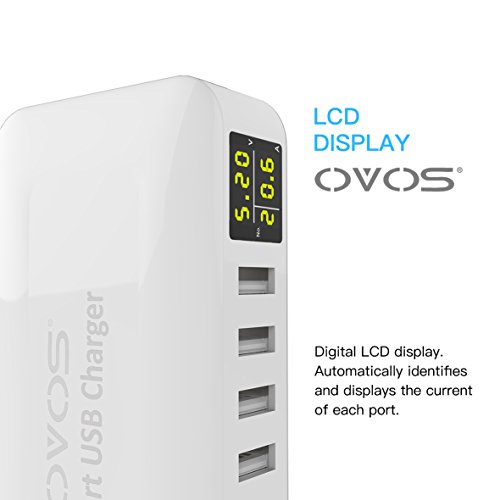OVOS USB Ladegerät 8-Port 40W/8A Smartes Mehrfachanschluss Ladegerät für Smartphones, Tables, Externe Akkus und andere USB-fähige Geräte (Weiß) - 2