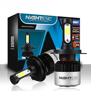 Samite H4 Hi/Lo Beam LED Headlight Bulbs,High Brightness 9000 Lumens 6500K Xenon White Extremely Bright COB LED Chipsets HB2 9003 Headlight/Fog-light ( 72W pack of 2)