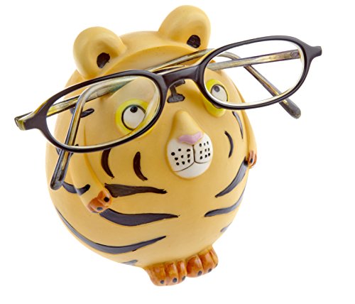 by-Bers Brillenhalter Serengeti- Design Zebra, Löwe, Tiger, Pink Panther, Nashorn, Nilpferd handbemalt, lustig, für Kinder und Junggebliebene (Tiger)
