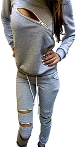 OYMMENEY Ladies Women Two Pieces Long Sleeve Sweat and Pants Outfits Set