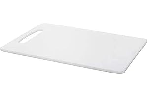 2 UR DOOR Plastic White Cutting Board, Thick Chopping Board with Non-Porous, Easy Grip Handle - Non-Slip Food Preparation for Kitchen and Professional Use, Knife Friendly (33x25cm)