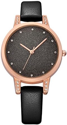 Luxury Fashion Women's Quartz Simple Design Wristatches Modern Leather Band Water Resistance Watch For Girls Ladies' Dressing(Black)