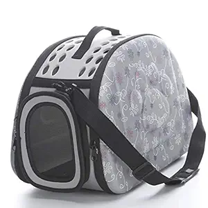 Petlicious & More? Portable Foldable (Grey) Pet Carry Bag Travel Shoulder Puppy Cat Outdoor Carrier Soft EVA Breathable Handbag (17 x 13 Inches)