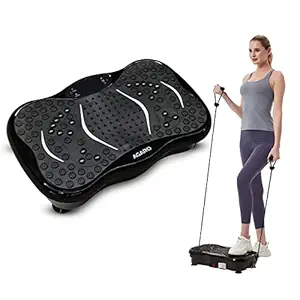 AGARO Alpha Crazyfit Vibration Plate Massager, Home and Gym Workout Machine for Muscle Toning, Calorie Burning, Massaging, and Comes with 5 Program Mode with Remote, 2 Exercise Band Included