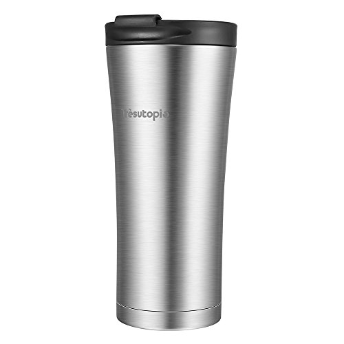 Trèsutopia Hekla Edelstahl-Trinkbecher, Trinkflasche, Thermobecher mit auslaufsicherem PP Deckel, 400 ml, geeignet für warmen Kaffee und frisches Bier