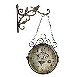 SLH Europäische Retro Vogel doppelseitige Uhr Stummschaltung Kreative doppelseitige Wanduhr Gusseisen Uhr