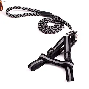 DIMAZO Reflective Dog Harness and Leash Set Adjustable & Durable Nylon Round Rope Dog Harness Set