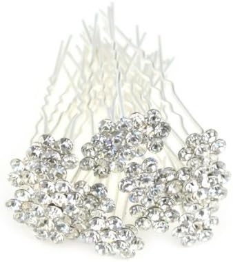 Jewellery of Lords10 Sparkling White Crystal Flower Wedding Bridal Bride Prom Hair Bobby Silver Pin