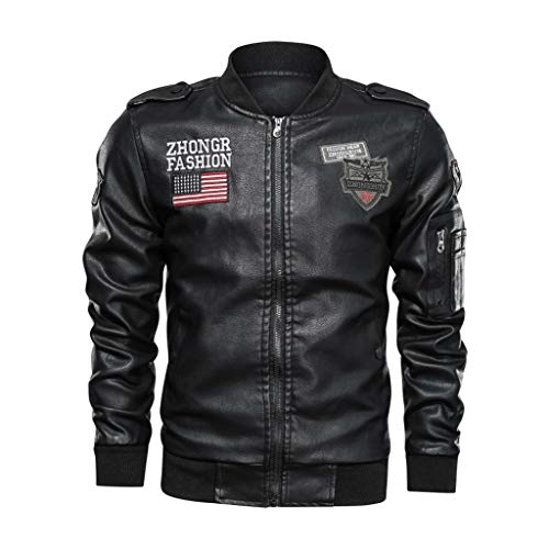 Preisvergleich Produktbild Luckycat Herren Jacke Übergangsjacke Biker Lederjacke Echtleder Kunstleder Herren Jacke Kunst Lederjacke Bikerjacke Biker Übergangsjacke Herren Jacke Kunstleder Biker Slim Fit Modern Freizeit