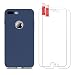 Produktbild iPhone 7 Plus 8 Plus Hülle Panzerglas, E-Unicorn Handyhülle Apple iPhone 7 Plus 8 Plus Hülle Silikon Dunkelblau Matt Tasche Ultra Slim Dünn TPU Bumper Etui Protective Schutzhülle Stoßfest Kratzfeste Back Case Cover Zubehör + 2 Stück Schutzfolie Glas Folie Displayschutzfolie Panzerfolie 9H 3D
