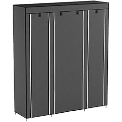 SONGMICS Armoire de rangement XXL, Penderie dressing en Tissu non-tissé, 175 x 150 x 45 cm, Gris LSF03G