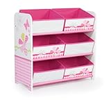 Butterflies and Flowers Patchwork Kids Bedroom Storage Unit with 6 Bins by HelloHome (Kitchen &amp; Home)