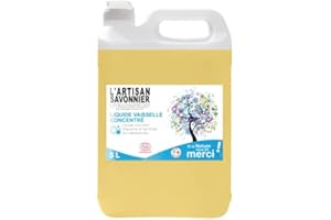 L'artisan savonnier - Liquide Vaisselle Bio 5L formule 100% végétale pour un bon lavage et dégraissage de votre vaisselle. Doux pour vos mains grâce à son parfum 100% huile essentielle