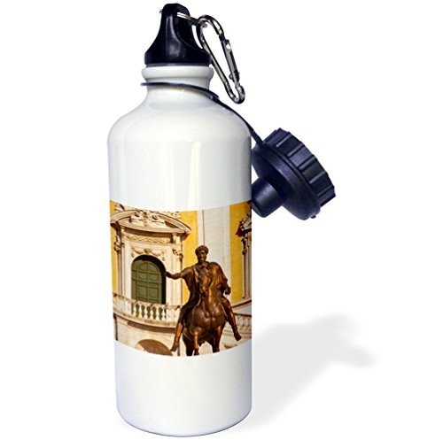 Zhaoshoping Borraccia Sportiva Marcus Aurelius Statua in Piazza Campidoglio Roma Italia Marrone Borraccia Sportiva in Acciaio Inox per Donne Uomini Bambini 400ml