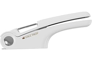 Mannicix Prensa de ajo multifuncional, 4 en 1, fácil de limpiar, con cepillo de limpieza, utensilio de cocina profesional con abridor y pelador, cortador de ajos