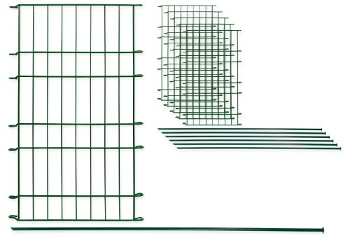 Massiv Metall Zaun – Set „Rüden“ 11 tlg. – 240 x 80 cm – grün – Teichzaun, Tiergehege, Gartenzaun, Steckzaun, Rabattenzaun, Hundezaun, Katzenzaun, Hühnerzaun, Rankhilfe, Zaunmatten - 2