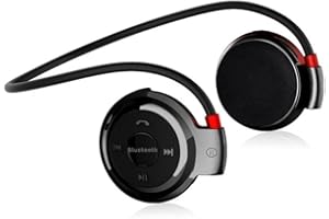 TechnoMedia Cuffie auricolari sport Bluetooth headset Rosso-Nero Radio FM mp3 player MicroSD telefonate comandi integrati