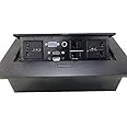 Jaguar 10 Module Conference Table Connectivity and Data Box Pop Up Box/Cable Cubby with HDMI, VGA, Audio, LAN and Power Ports Black