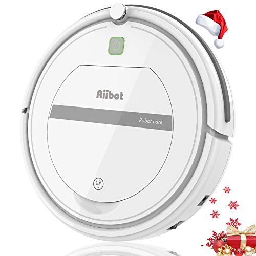 Aiibot Aspirateur Robot Aspiration Puissante, Nettoyage Automatique et Télécommande, Capteur Intelligent Anti-chute, Filtre HEPA, Excellent contre les Poils Animaux (T288-Blanc-01)