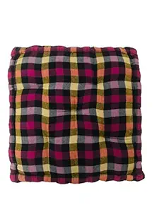 Atootfusion Home Floor Square Cotton Cushion (18 x 18 x 3 Inch, Multicolour)