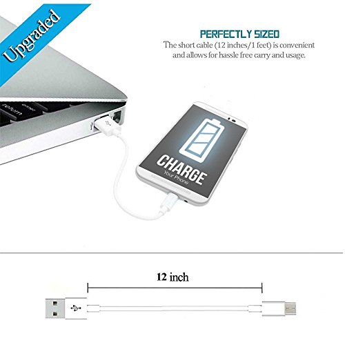 Mirco USB Synawire Kabel[ 5-Pack, 10 Inches]- kurz Ladekabel mit dem schnellesten Geschwindigkeit für Samsung, Nexus, LG, Motorola, Android Smartphones und Mehr— Weiß - 5